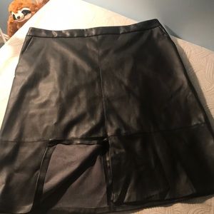 Black faux leather pencil skirt